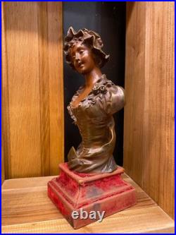 Statuette d'une jeune femme romantique en bronze XIXe siècle signé S. KINSBURGER