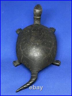 Sublime Statuette Tortue Chine Époque Fin XIX Début XX Eme Siècle En Bronze