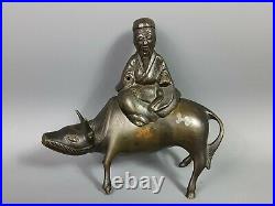 Sujet en bronze Toba sur son buffle Vietnam-Chine Fin du XIXe siècle