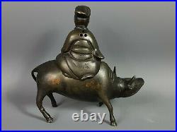 Sujet en bronze Toba sur son buffle Vietnam-Chine Fin du XIXe siècle