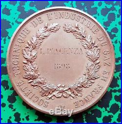 Superbe Médaille Artistique en Bronze Sur le Secteur du Gaz de 55,5 mm de 1898