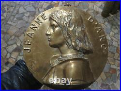 Superbe Plaque Bronze F. Barbedienne Prix De Tir 1889/ Jeanne D'arc Par Chapuis