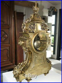 Superbe horloge bronze doré Napoléon III antique clock pendule XIX siecle