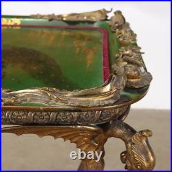 Table Basse Victorienne Ancienne Bronze Papier Maché XIXe Siècle Originale