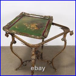 Table Basse Victorienne Ancienne Bronze Papier Maché XIXe Siècle Originale