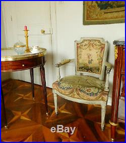 Table bouillotte de style Louis XVI en ACAJOU et BRONZE DORE, époque XIXe siècle