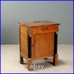 Table de Chevet Empire Ancienne Noyer Bronze Doré XIXe Siècle Originale