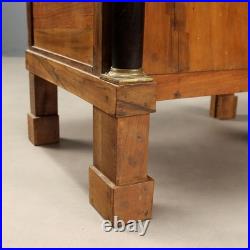 Table de Chevet Empire Ancienne Noyer Bronze Doré XIXe Siècle Originale