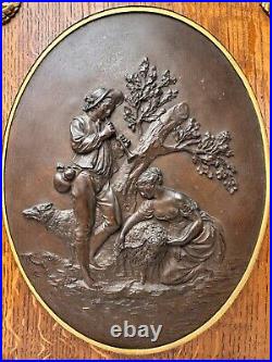 Tableau grand médaillon en bronze XIXe siècle d'après François BOUCHER