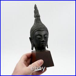 Tête De Bouddha, Birmanie, fin XIXe / début XXe siècle bronze art d' Asie ancien