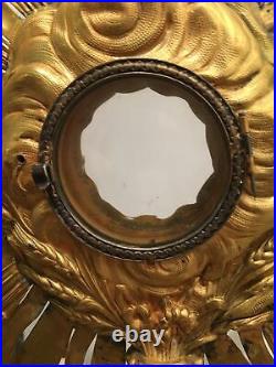 Très Grand Ostentoire Ancien XIX Siecle Bronze Argent Vermeil