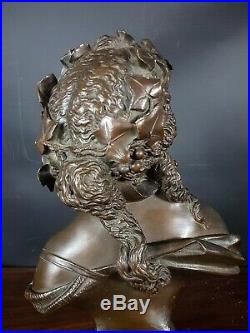 Très beau Buste jeune femme Romantique Bronze patiné XIX° siècle