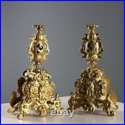 Triptyque Horloge Ancien Bronze Doré France XIXe-XXe Siècle Original