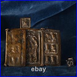 Triptyque en Bronze Orthodoxe Russe Icône de Voyage Fin XIXe Siècle