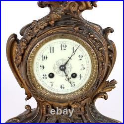 Tryptique Ancien Horloge Bronze Doré France Fin du XIXe Siècle Original