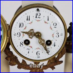 Tryptique Ancien Horloge en Bronze Marbre Blanc France XIXe Siècle Tryptique Ancien Horloge en Bronze Marbre Blanc France XIXe Siècle