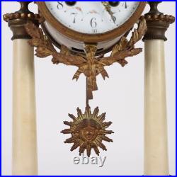 Tryptique Ancien Horloge en Bronze Marbre Blanc France XIXe Siècle Tryptique Ancien Horloge en Bronze Marbre Blanc France XIXe Siècle