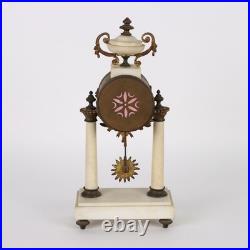 Tryptique Ancien Horloge en Bronze Marbre Blanc France XIXe Siècle Tryptique Ancien Horloge en Bronze Marbre Blanc France XIXe Siècle