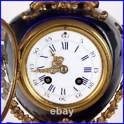 Tryptique Horloge Ancien Bronze Porcelain Décorations XIXe Siècle Original