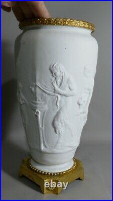Vase Cassolette En Biscuit à l'Antique Et Bronze Doré, époque XIX ème Siècle