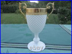 Vase ancien sur Pied verre opaline bronze XIX siècle Vase ancien sur Pied verre opaline bronze XIX siècle