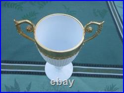 Vase ancien sur Pied verre opaline bronze XIX siècle Vase ancien sur Pied verre opaline bronze XIX siècle