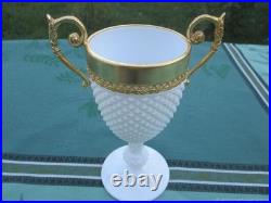 Vase ancien sur Pied verre opaline bronze XIX siècle Vase ancien sur Pied verre opaline bronze XIX siècle