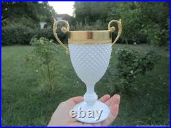 Vase ancien sur Pied verre opaline bronze XIX siècle Vase ancien sur Pied verre opaline bronze XIX siècle