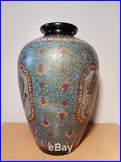Vase chinois ancien bronze émaux émail cloisonné Chine XIX 19 th siècle chinese