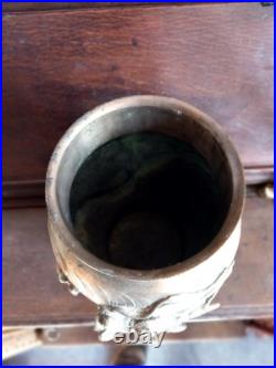 Vase en bronze Japonais Meiji XIXe siècle Dragon Cachet Signature