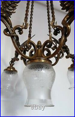 Vends lustre chimères XIXe siècle Napoléon III bronze