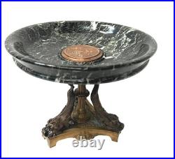 Vide poche en bronze et marbre vert de mer. XIX siècle