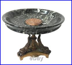 Vide poche en bronze et marbre vert de mer XIX siècle