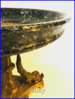 Vide poche en bronze et marbre vert de mer. XIX siècle