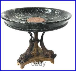 Vide poche en bronze et marbre vert de mer XIX siècle