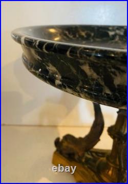 Vide poche en bronze et marbre vert de mer. XIX siècle