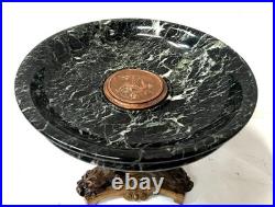 Vide poche en bronze et marbre vert de mer. XIX siècle