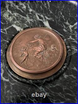 Vide poche en bronze et marbre vert de mer XIX siècle