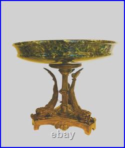 Vide poche en bronze et marbre vert de mer. XIX siècle