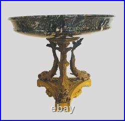 Vide poche en bronze et marbre vert de mer. XIX siècle