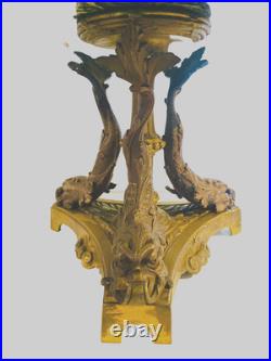 Vide poche en bronze et marbre vert de mer. XIX siècle