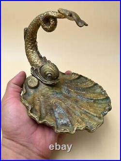 Vide poche porte savon en bronze Dauphin Fin XIXe siècle
