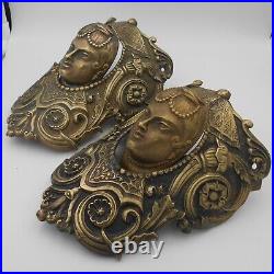 XIX Siecle 2 Mascarons Valets Coins Recuperes Boules De Billard En Bronze P55