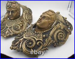 XIX Siecle 2 Mascarons Valets Coins Recuperes Boules De Billard En Bronze P55