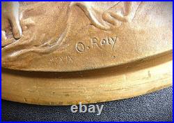 XIXè OSCAR ROTY. PLAQUE BRONZE. L'AMOUR CONSOLE L'HUMANITE. SPECIMEN EXCEPTION-L