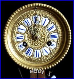 XIXè Siècle Mouvement à Fil Fonctionne, cartouches émaillées pendule horloge