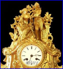 XIXè Siècle, Très Grand Cartel Pendule en Bronze Style Louis XV fonctionne sonne