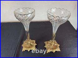 # paire de VASES BOUQUETIÈRES EN CRISTAL ET BRONZE XIX ÉME SIÈCLE